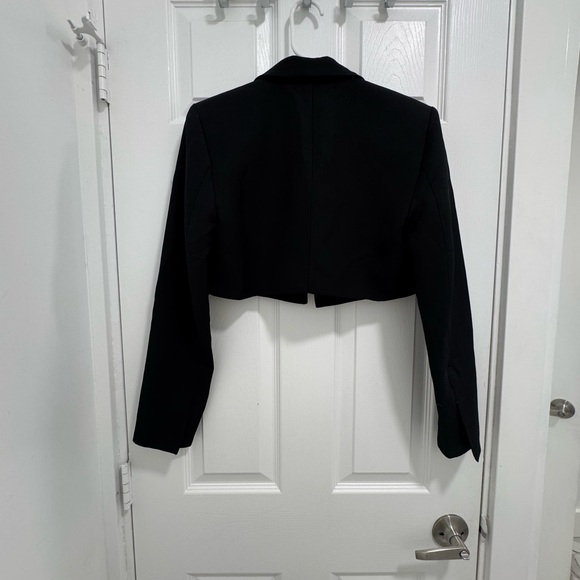 Zara Black Cropped Blazer Tailored Formal Jacket - Picture 3 of 4